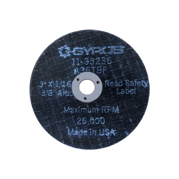 Type 01 Reinforced Cut-Off Wheels 3"x 1/16" (3/8" Arbor) A36TBF, 100PK